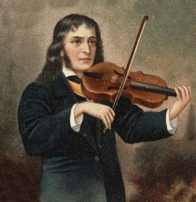 Porträtt av Nicolo Paganini (1782 - 1840), italiensk violinist. av Unknown artist