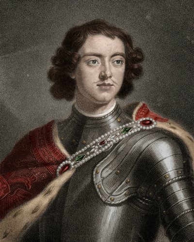 Porträtt av Peter I den store (1672-1725) tsar av Ryssland - Peter den store eller Peter I 1672-1725 - gravyr - 1800-talet av Unknown artist