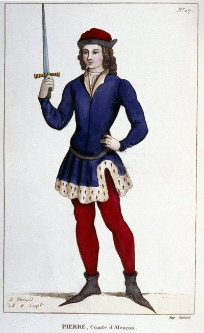 Porträtt av Pierre, greve av Alençon (1251 - 1284), gravyr från 1830. av Unknown artist