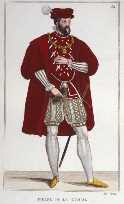 Porträtt av Pierre De la Guiche (1464-1544) (kungens riddare, rådman och kammarherre, fogde av Autun och Mâcon, ambassadör. Herre av Guiche och Chaumont) gravyr från 1830 av Unknown artist