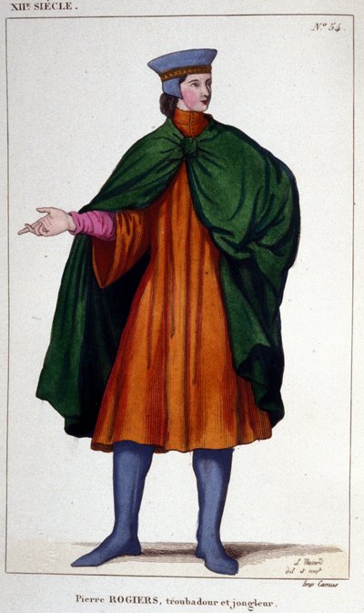 Porträtt av Pierre Rogiers, trubadur och jonglör från 1100-talet. av Unknown artist