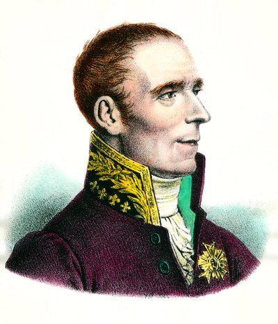 Porträtt av Pierre Simon, markis de Laplace (1745-1827) astronom Gravyr från 1700-talet Privat samling av Unknown artist