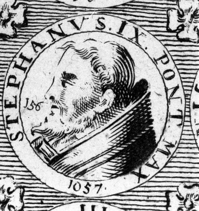 Porträtt av påven Stefan IX (Stefan 9). av Unknown artist