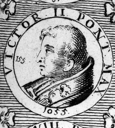 Porträtt av påven Victor II (eller Victor 2 död 1057). av Unknown artist