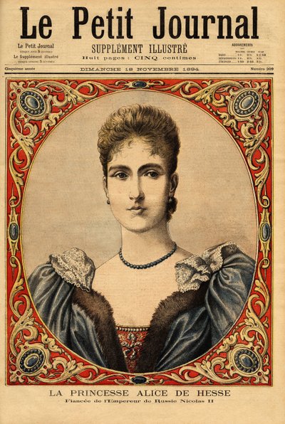 Porträtt av prinsessan Alix av Hessen (eller Alexandra av Hessen Darmstadt av Unknown artist