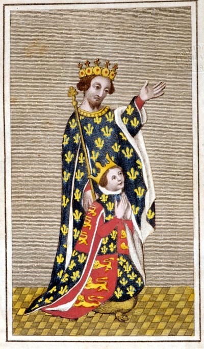 Porträtt av Richard III (1452 - 1485) barn och hans far Richard av York. Gravyr från slutet av 1700-talet. Biblioteca di Brera, Milano. av Unknown artist