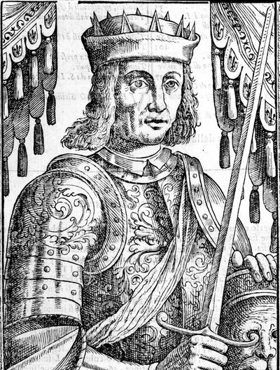 Porträtt av Roger II av Hauteville (Ruggero Altavilla) (1097-1154), grundare av monarkin på Sicilien. Xilografi av 1500-talet. av Unknown artist