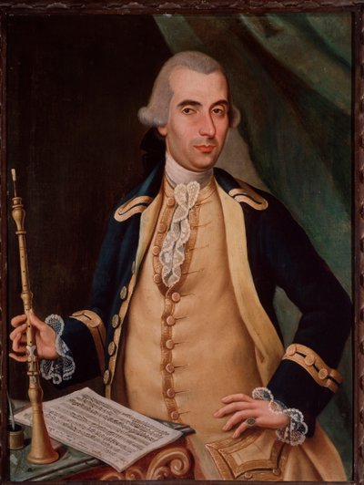 Porträtt av Sante Aguilar (ca 1734-1808) italiensk oboist Anonym målning. Bolognas civila bibliografiska museum från 1700-talet av Unknown artist