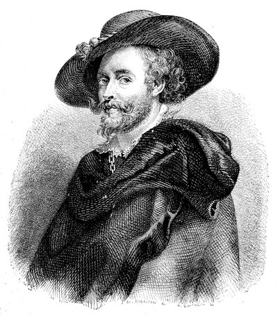 Porträtt av Sir Peter Paul Rubens (1577-1640) (gravyr) av Unknown artist