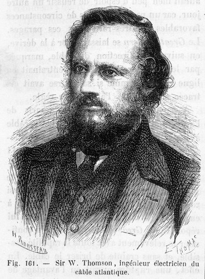 Porträtt av Sir William Thomson, Lord Kelvin (1824-1907) - i ""The wonders of science"" av Louis Figuier av Unknown artist