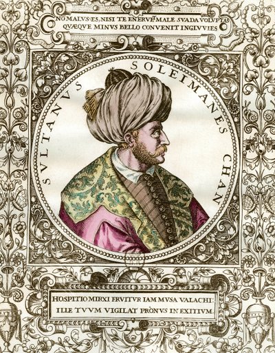 Porträtt av Soliman den storartade (1494 - 1566) Sultan Ottoman. Gravyr från 1500-talet. Privat samling. av Unknown artist