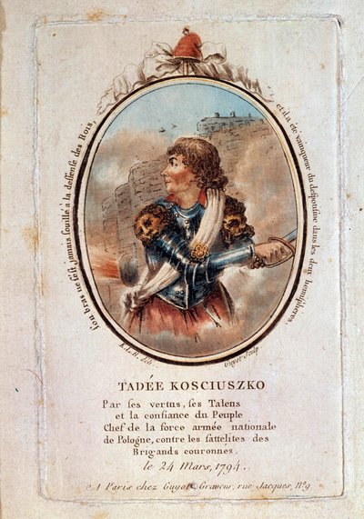 Porträtt av Thaddeus (Tadeusz) Kosciuszko (Kosciusko) (1746-1817), polsk patriot den 24 mars av Unknown artist
