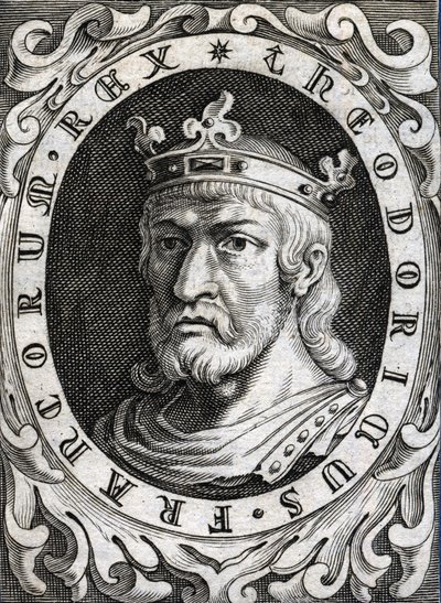 Porträtt av Thierry II (? - 613), kung av Bourgogne och Austrasien. av Unknown artist