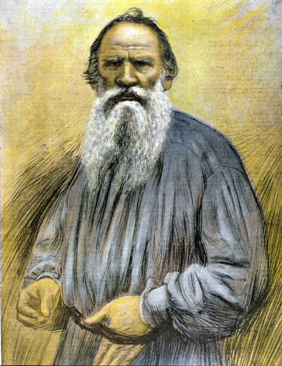 Porträtt av Tolstoj. Gravyr sent 1800-tal. av Unknown artist