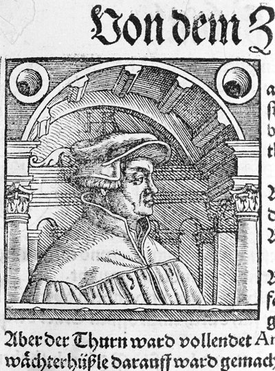 Porträtt av Ulrich Zwingli (1484 - 1531), schweizisk religiös reformator. av Unknown artist