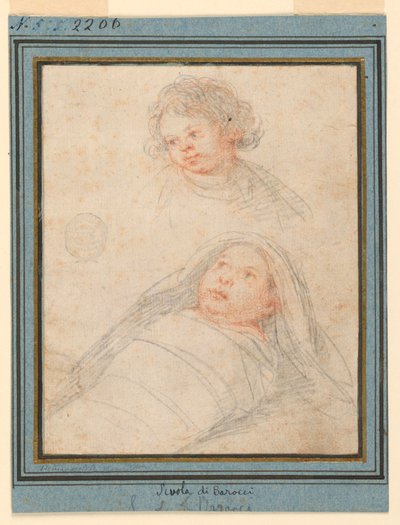 Porträtt av en pojke och ett insvept barn av Unknown artist
