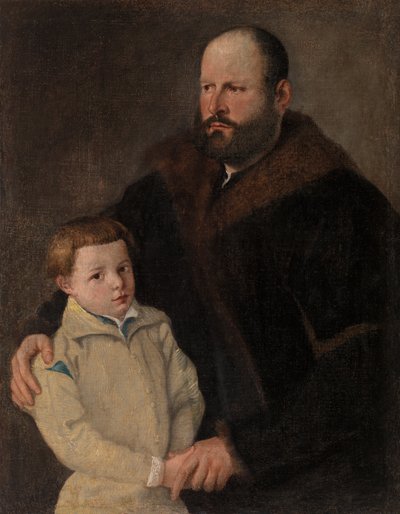 Porträtt av en gentleman och hans son av Unknown artist