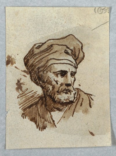 Porträtt av en man med mössa av Unknown artist