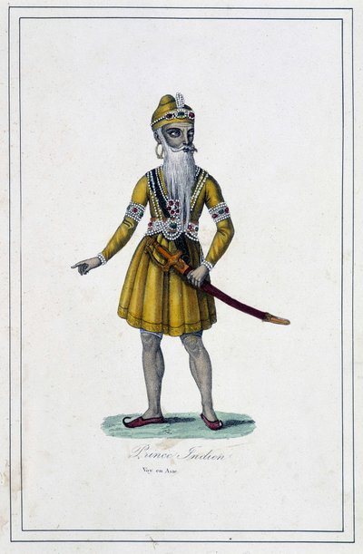 Porträtt av en indisk prins i traditionell vana - i "Jordens folk"" av Abbe Paul Jonhanneaud, Librairie des Bons livres av Unknown artist