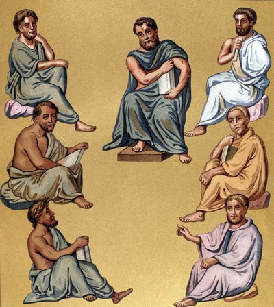 Porträtt av olika grekiska läkare (filosofer). av Unknown artist