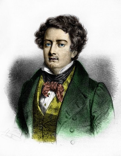 Porträtt av den franske tenoren Adolphe Nourrit (1802-1839). av Unknown artist