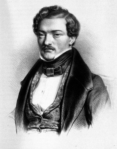 Porträtt av den franske tenoren Gilbert-Louis Duprez (1806 - 1896). av Unknown artist