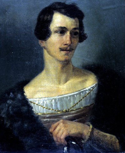 Porträtt av den italienska tenoren Domenico Donzelli (1790 - 1873) i "La Norma" "av Vincenzo Bellini (1801 - 1835). Anonym målning, Museo della Scala, Milano. av Unknown artist