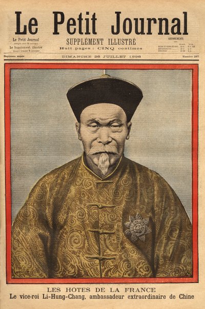 Porträtt av vice kungen av Petchili, Li Hung Chung, extraordinär kinesisk ambassadör i Frankrike, vid ett officiellt besök 1896. Gravyr i "" Le petit journal"" 1896-07-28. Selvas samling. av Unknown artist
