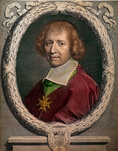 Porträtt av kyrkomannen Francois de Harlay, Abbe av Jumieges (1625-1695)” Gravyr av 1600-talets Paris, Musee Carnavalet av Unknown artist