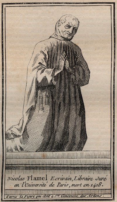 Portrait of the french alchemist Nicolas Flamel (1330-1418) - Engraving - Portrait of english alchemist Nicolas Flamel - Engraving Private collection av Unknown artist