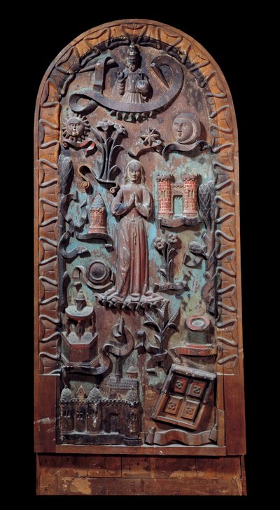 Praise of the Virgin Carved träpanel. Chartres från 1500-talet, Musee des Beaux Arts av Unknown artist