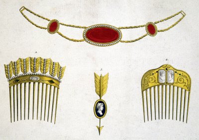 Dyrbara kammar och stift, cirka 1810 av Unknown artist