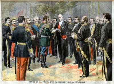 Överlämnande av det gyllene skinnet till republikens president Felix Faure av Unknown artist