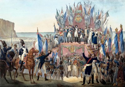 Presentation av hederslegionen av Napoleon Bonaparte i Terlincthum-dalen i Boulogne (16 augusti 1804) Gravyr - Paris, musee de l