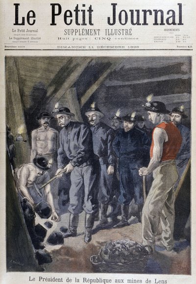 Republikens president Jean Casimir-Perrier (Casimir Perrier, Casimir Perrier, Casimir Perrier) omgiven av gruvarbetare vid gruvorna i Lens, "" Le petit journal""" 11 december av Unknown artist
