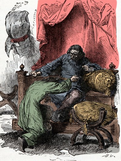 Prins Henrik erbjuder sitt liv när hans far tvivlar på hans lojalitet när han återlämnar kronan - Prins Henrik (även känd som Bollingbroke, Henrik IV av England av Unknown artist