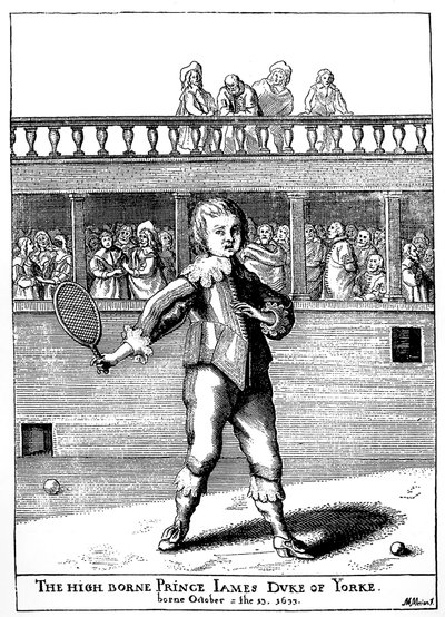 Prins James, hertig av York (1633-1701) som spelade palmspel, han återvände senare som James II av England (James II Stuart) - i "" the sports and pastimes of the people of England"" av Joseph Strutt, ed 1801 av Unknown artist