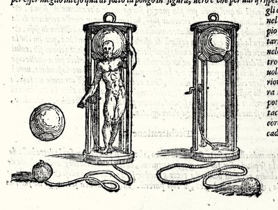 Projekt av Nicoli Fontanas första scaphander känd som Tartaglia (1499 - 1557) 1551. Gravyr från 1500-talet. av Unknown artist