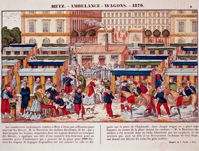 Preussiska kriget: Järnvägsvagnar som används som ambulanser, Metz, Frankrike av Unknown artist