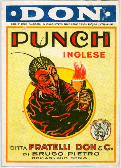Punch engelsk alkoholreklam med en djävul (kromolitografi) av Unknown artist
