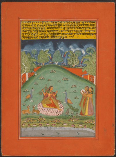 Ragini Gaund, sida från en Jaipur Ragamala-uppsättning av Unknown artist