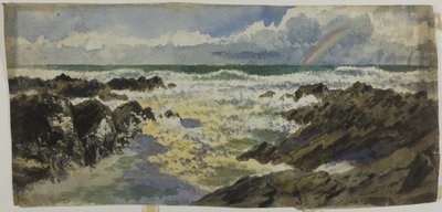 Regnbåge över stormigt hav av Unknown artist