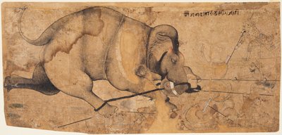 Rao Ram Singh I’s Elephant Gone Amok av Unknown artist