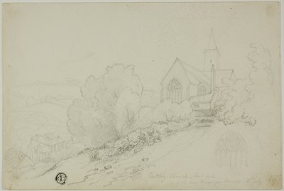 Rattery Church, East End och det nya Vicarage House av Unknown artist