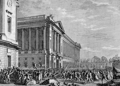 Borttagning av kanoner och rustningar från förvaringsskåpet (byggnad i mitten av bilden). Bok från slutet av 1800-talet. av Unknown artist