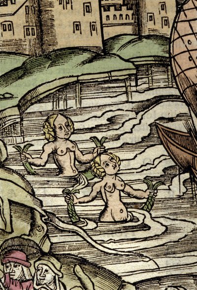 Representation av sirener. 1500-talsgravyr av Unknown artist