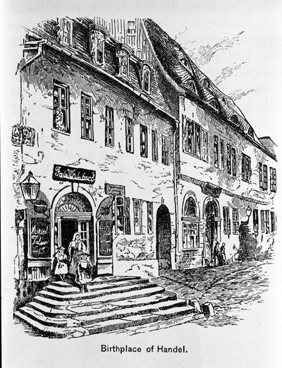 Representation av huset där George Frideric Handel föddes (George Frideric Handel av Unknown artist