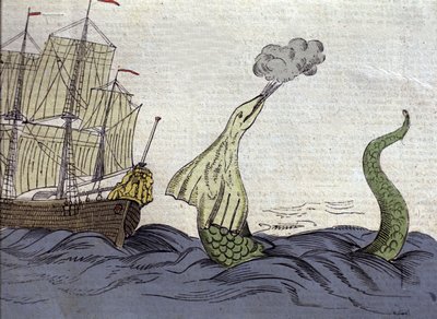 Representation av havsormen som den norske missionären Hans Egede (1686-1758) såg under sin resa till Grönland. Gravyr av 1700-talet av Unknown artist