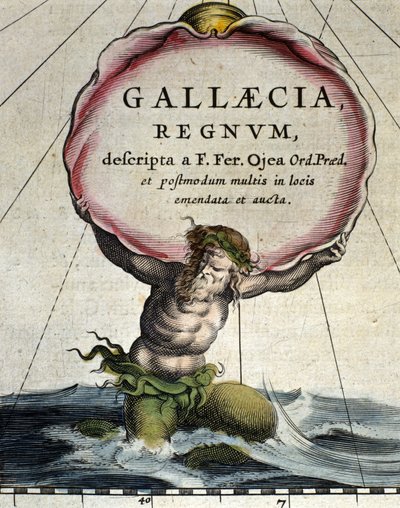 Representation av triton, legendarisk varelse half man mi fish. Detalj av "Atlas novus" 1642 av Unknown artist