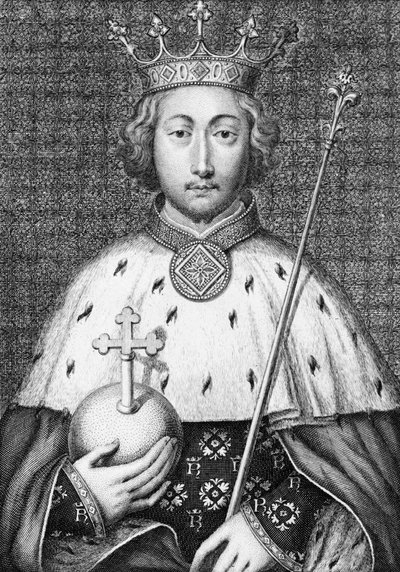 Richard II. (1367 till 1400) kung av England. Gravyr av 1700-talet av Unknown artist